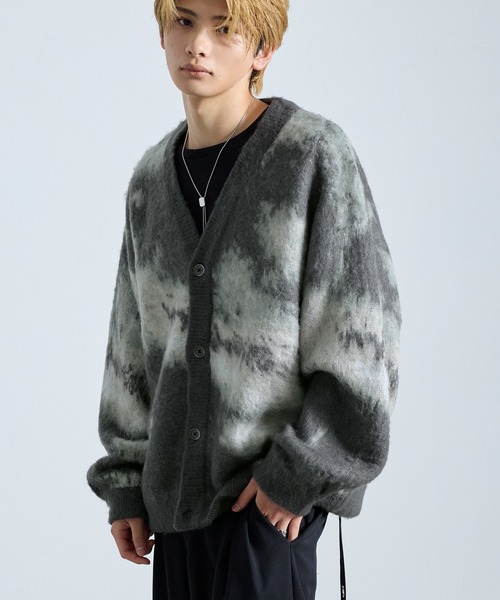 SERACE】Loose silhouette abstract shaggy cardigan / ルーズ