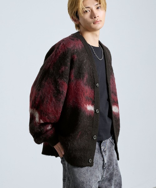 SERACE】Loose silhouette abstract shaggy cardigan / ルーズ
