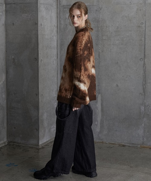 セレブ愛用!! NO MAINTENANCE 総柄 シャギーカーディガン S 黒 セレブ愛用!! NO MAINTENANCE 総柄 シャギーカーディガン S 黒 セール