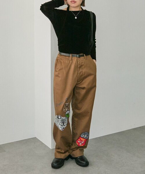 ear PAPILLONNER（イアパピヨネ）の「シアーベロアトップス【SUM1 STYLE(スミスタイル)】（Tシャツ/カットソー・レディース・ブラック/ベージュ・FREE）」の20枚目の写真