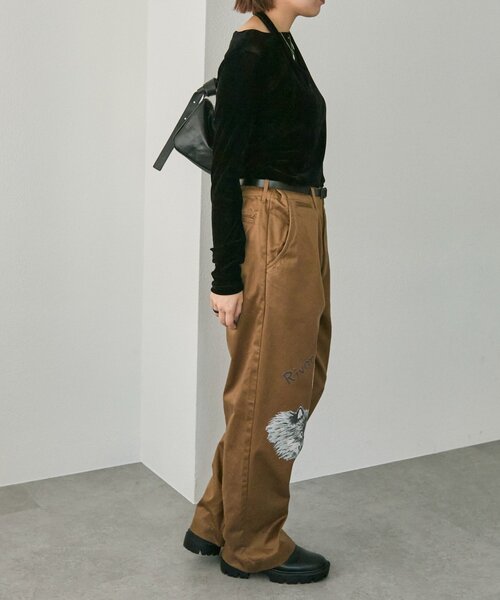 ear PAPILLONNER（イアパピヨネ）の「シアーベロアトップス【SUM1 STYLE(スミスタイル)】（Tシャツ/カットソー・レディース・ブラック/ベージュ・FREE）」の22枚目の写真