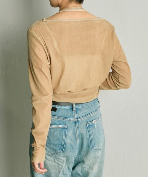 ear PAPILLONNER（イアパピヨネ）の「シアーベロアトップス【SUM1 STYLE(スミスタイル)】（Tシャツ/カットソー・レディース・ブラック/ベージュ・FREE）」の8枚目の写真
