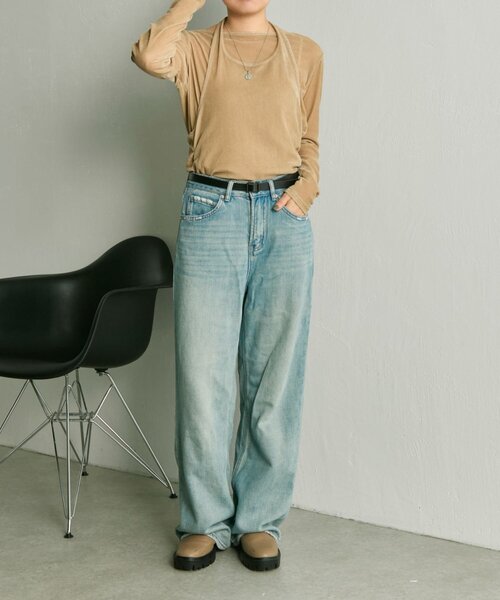 ear PAPILLONNER（イアパピヨネ）の「シアーベロアトップス【SUM1 STYLE(スミスタイル)】（Tシャツ/カットソー・レディース・ブラック/ベージュ・FREE）」の9枚目の写真