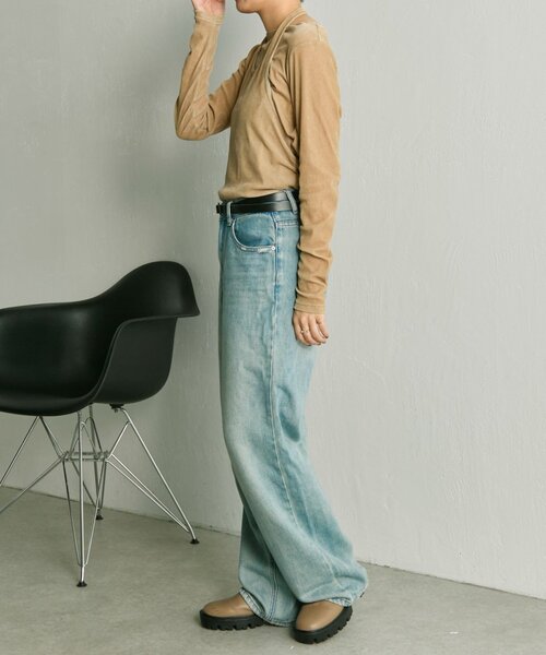 ear PAPILLONNER（イアパピヨネ）の「シアーベロアトップス【SUM1 STYLE(スミスタイル)】（Tシャツ/カットソー・レディース・ブラック/ベージュ・FREE）」の11枚目の写真