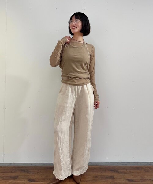 ear PAPILLONNER（イアパピヨネ）の「シアーベロアトップス【SUM1 STYLE(スミスタイル)】（Tシャツ/カットソー・レディース・ブラック/ベージュ・FREE）」の14枚目の写真