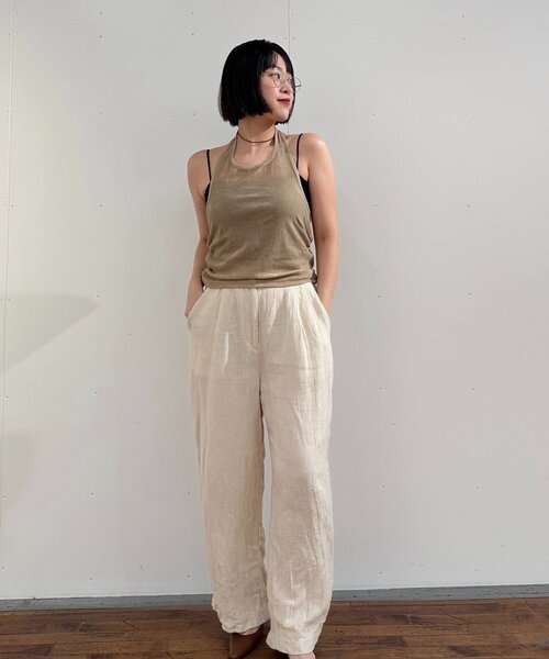 ear PAPILLONNER（イアパピヨネ）の「シアーベロアトップス【SUM1 STYLE(スミスタイル)】（Tシャツ/カットソー・レディース・ブラック/ベージュ・FREE）」の15枚目の写真