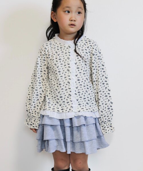 ブルマリン　フリル付き長袖カーディガン　シャツ　花柄　シルク　イタリア製 楽天市場】レディース ノーカラーフリル花柄シャツ トップス シャツ