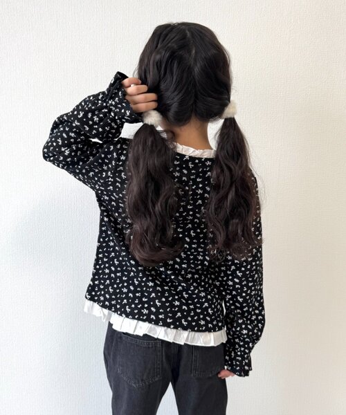 CIAOPANIC TYPY(チャオパニックティピー)の「【WEB限定】【KIDS】フラワープリントフリルワッフルスナップカーデ(カーディガン/ボレロ・キッズ・グレー/ブラック/アイボリー・150/130/110)」の19枚目の写真