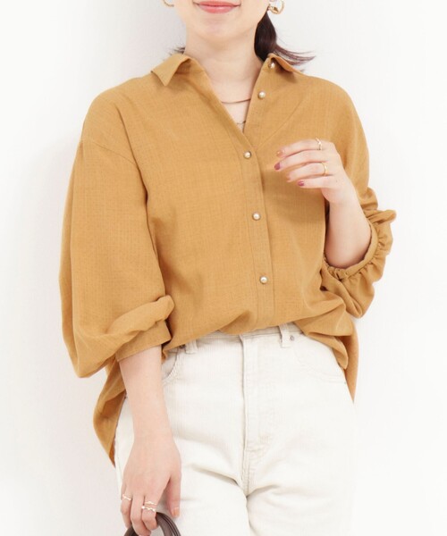 MICO COULIER（ミコクリエ）の「ライトタンブラーパンチングブラウス（シャツ/ブラウス・レディース・ライトグレー/ブラウン/キャメル・38）」の9枚目の写真