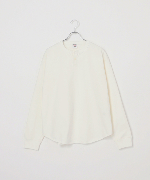 B.C STOCK（ベーセーストック）の「【ANTS & ELEPHANTS】ヘンリーネック ロングスリーブTシャツ（Tシャツ/カットソー・メンズ・ホワイト/ブルー系その他/ブラック・MEDIUM/LARGE）」の7枚目の写真