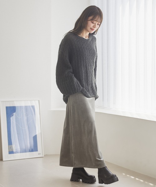 LAULEN(ローレン)の「velor narrow long skirt /ベロアナローロングスカート(スカート・レディース・ブラック/グレー/ブラウン・S/M)」の17枚目の写真