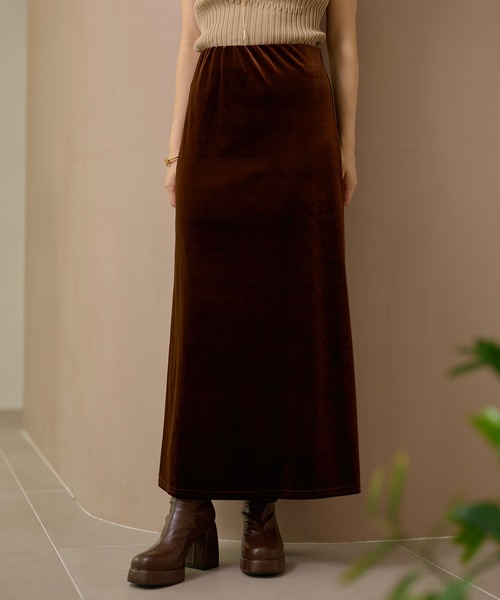 LAULEN(ローレン)の「velor narrow long skirt /ベロアナローロングスカート(スカート・レディース・ブラック/グレー/ブラウン・S/M)」の20枚目の写真