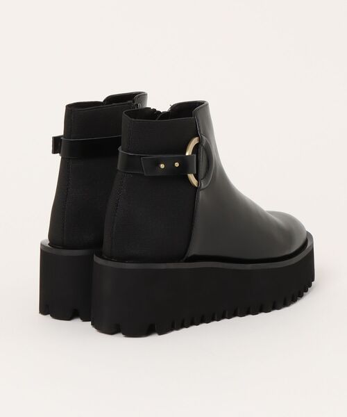 ALL BLACK(オールブラック)の「【本革/厚底/6cm】リングデザイン 厚底ショートブーツ(ブーツ・レディース・ブラック/ホワイト・38/39/36/37/40)」の3枚目の写真