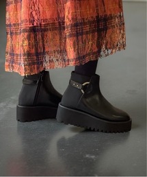 ALL BLACK（オールブラック）の「【本革/厚底/6cm】リングデザイン 厚底ショートブーツ（ブーツ）」