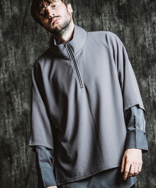 NO ID.（ノーアイディ）の「【NO ID.】Docking Off-Turtle Half Zip Pullover / ドッキング オフタートル ハーフ ジップ プルオーバー（Tシャツ/カットソー・メンズ・ホワイト/ブラック/グレー・ONE SIZE）」の3枚目の写真