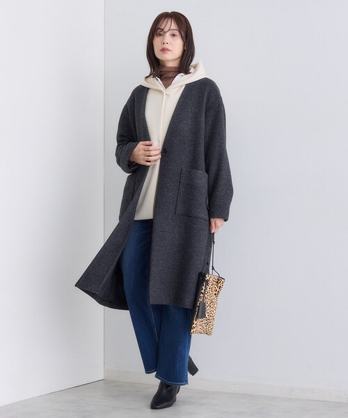 INDIVI(インディヴィ)の「【軽羽織り】フーディーライトコート(ブルゾン・レディース・ライトグレー系5/ネイビー/アイボリー・38/34/15 /13/05)」の7枚目の写真