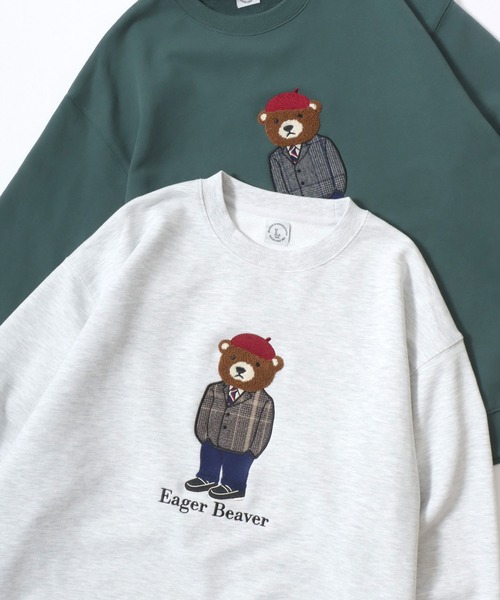 Lazar(ラザル)の「Bear Embroidery Heavy Sweat/オーバーサイズ ヘビーウェイト裏毛 クマ刺繍 スウェット トレーナー/レディース メンズ(スウェット・レディース・ブラック/グレー系その他/アッシュグレー/ブラック系その他/グリーン/ネイビー・L/M)」の2枚目の写真