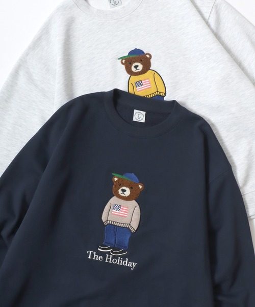 Lazar(ラザル)の「Bear Embroidery Heavy Sweat/オーバーサイズ ヘビーウェイト裏毛 クマ刺繍 スウェット トレーナー/レディース メンズ(スウェット・レディース・ブラック/グレー系その他/アッシュグレー/ブラック系その他/グリーン/ネイビー・L/M)」の6枚目の写真
