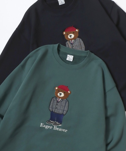 Lazar(ラザル)の「Bear Embroidery Heavy Sweat/オーバーサイズ ヘビーウェイト裏毛 クマ刺繍 スウェット トレーナー/レディース メンズ(スウェット・レディース・ブラック/グレー系その他/アッシュグレー/ブラック系その他/グリーン/ネイビー・L/M)」の5枚目の写真