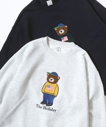 くま吉♡③４Ｌ～５Ｌ黒*オーバーサイズラグランスウェット裏起毛 くまニットトップス[kz589] | レディースファッション通販のグレイル