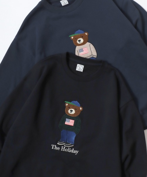 Lazar(ラザル)の「Bear Embroidery Heavy Sweat/オーバーサイズ ヘビーウェイト裏毛 クマ刺繍 スウェット トレーナー/レディース メンズ(スウェット・レディース・ブラック/グレー系その他/アッシュグレー/ブラック系その他/グリーン/ネイビー・L/M)」の1枚目の写真