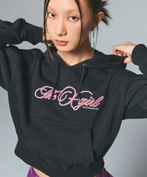X-girl | CURSIVE LOGO EMBROIDERY COMPACT SWEAT HOODIE(パーカー)