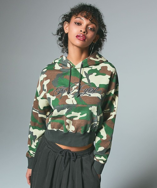 CURSIVE LOGO EMBROIDERY COMPACT SWEAT HOODIE（パーカー）｜X-girl