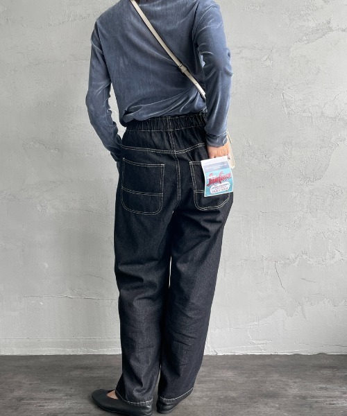 【UNIVERSAL OVERALL】別注デニムオーバーオール　ブラック UNIVERSAL OVERALL/ユニバーサルオーバーオール] 別注 バックポケット