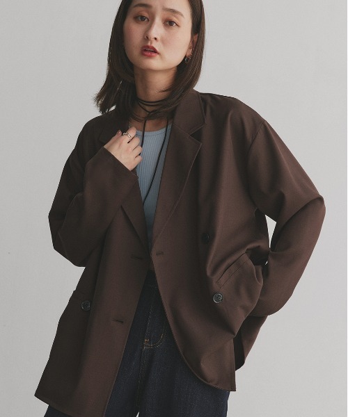 ad thie(アドティエ)の「オーバーシルエット テーラードダブルジャケット(テーラードジャケット・レディース・ブラック/ダークブラウン/チャコール・FREE)」の10枚目の写真