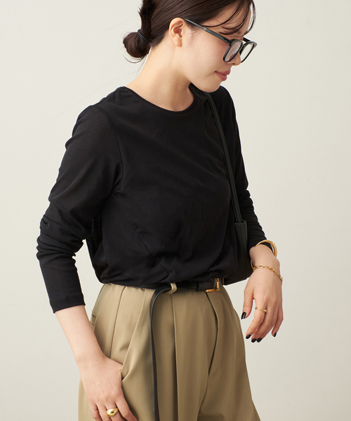plage(プラージュ)の「balloon cotton long Tシャツ(Tシャツ/カットソー・レディース・ホワイト/ブラック・FREE)」の2枚目の写真