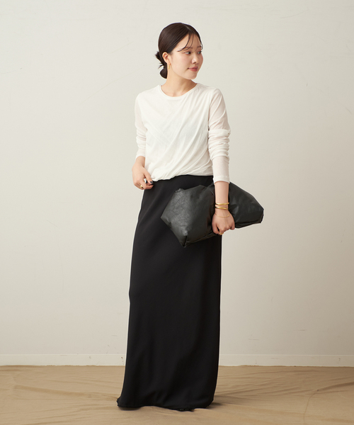 plage(プラージュ)の「balloon cotton long Tシャツ(Tシャツ/カットソー・レディース・ホワイト/ブラック・FREE)」の4枚目の写真