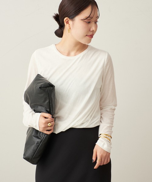 plage(プラージュ)の「balloon cotton long Tシャツ(Tシャツ/カットソー・レディース・ホワイト/ブラック・FREE)」の15枚目の写真