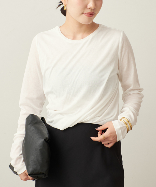 plage(プラージュ)の「balloon cotton long Tシャツ(Tシャツ/カットソー・レディース・ホワイト/ブラック・FREE)」の18枚目の写真