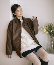 Firsthand | Firsthand/ファーストハンド オーバーサイズ レザレットブルゾン / 異素材切り替え / 2WAY スタンドカラー ブルゾン(ブルゾン)