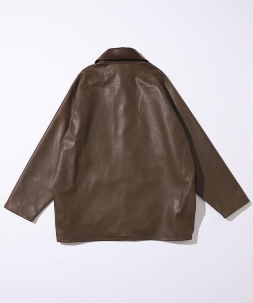 Firsthand（ファーストハンド）の「Firsthand/ファーストハンド オーバーサイズ レザレットブルゾン / 異素材切り替え / 2WAY スタンドカラー ブルゾン（ブルゾン・レディース・ブラウン/キャメル・ﾌﾘ-）」の20枚目の写真