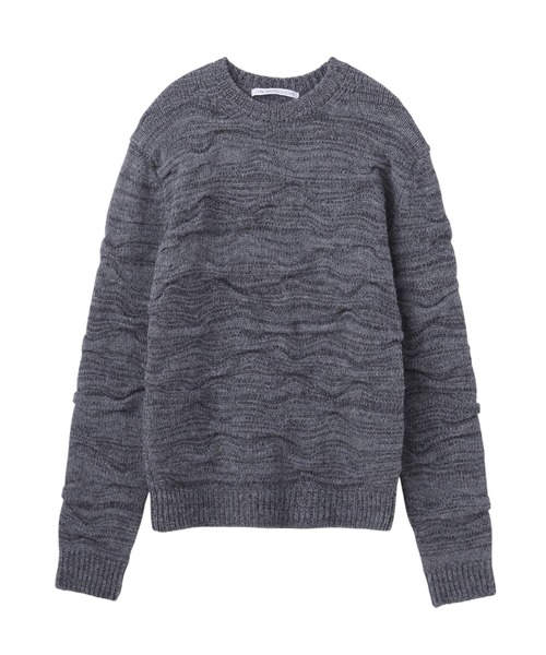 JOHN LAWRENCE SULLIVAN（ジョンローレンスサリバン）の「TUCK STITCHED KNIT SWEATER（ニット/セーター・メンズ・ブラック/グレー・SMALL/MEDIUM）」の2枚目の写真