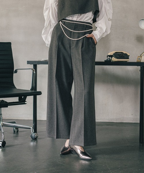 オフィスライン》ワイドタックパンツ 582113（その他パンツ）｜LEPSIM