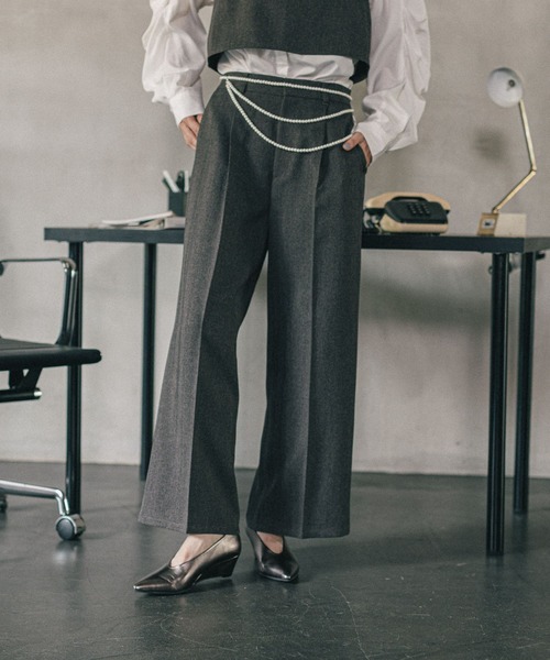 LEPSIM(レプシィム)の「《オフィスライン》ワイドタックパンツ 582113(その他パンツ・レディース・ブラウン/グレー/ブラック・FREE)」の4枚目の写真