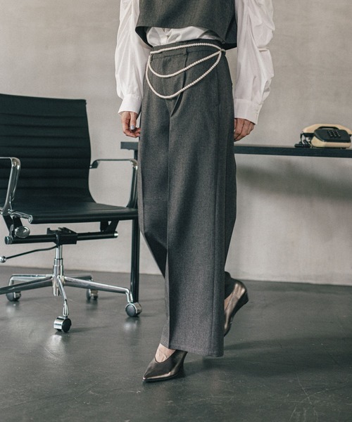 LEPSIM(レプシィム)の「《オフィスライン》ワイドタックパンツ 582113(その他パンツ・レディース・ブラウン/グレー/ブラック・FREE)」の5枚目の写真