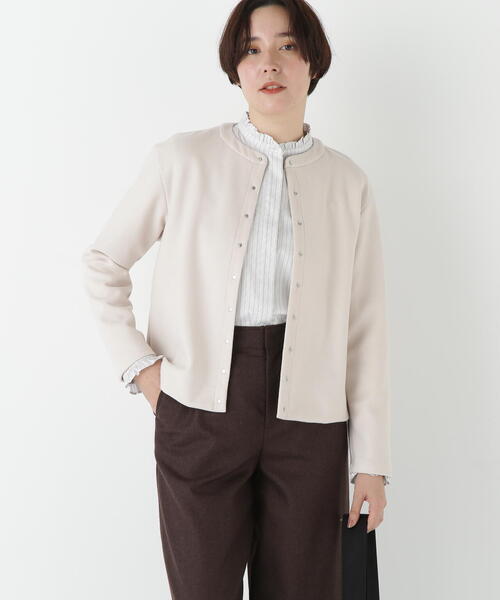 human woman（ヒューマンウーマン）の「◆ミルドジャージーカーディガン（カーディガン/ボレロ・レディース・ブラック/ネイビー/ライトグリーン/ホワイト系その他/ブラウン系その他・MEDIUM）」の2枚目の写真