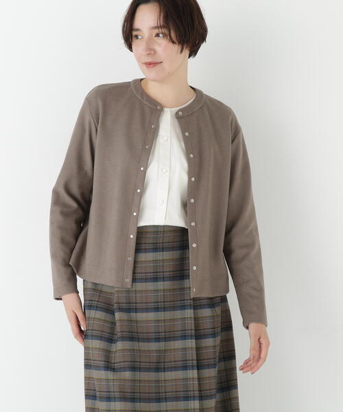 human woman（ヒューマンウーマン）の「◆ミルドジャージーカーディガン（カーディガン/ボレロ・レディース・ブラック/ネイビー/ライトグリーン/ホワイト系その他/ブラウン系その他・MEDIUM）」の3枚目の写真