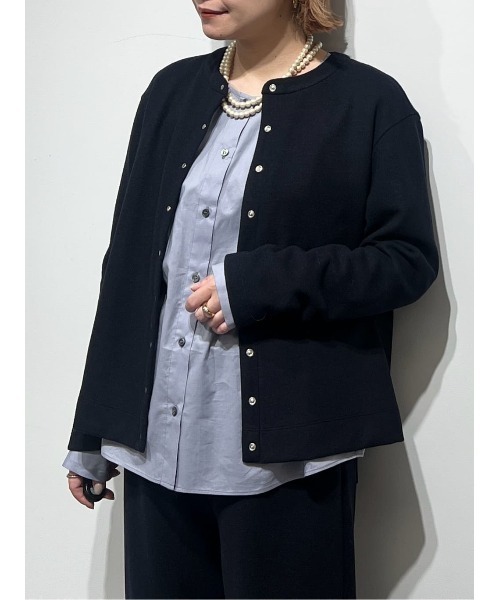 human woman（ヒューマンウーマン）の「◆ミルドジャージーカーディガン（カーディガン/ボレロ・レディース・ブラック/ネイビー/ライトグリーン/ホワイト系その他/ブラウン系その他・MEDIUM）」の5枚目の写真