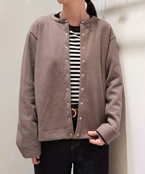 human woman（ヒューマンウーマン）の「◆ミルドジャージーカーディガン（カーディガン/ボレロ・レディース・ブラック/ネイビー/ライトグリーン/ホワイト系その他/ブラウン系その他・MEDIUM）」の9枚目の写真