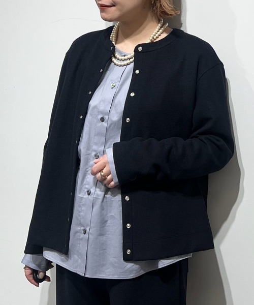 human woman（ヒューマンウーマン）の「◆ミルドジャージーカーディガン（カーディガン/ボレロ・レディース・ブラック/ネイビー/ライトグリーン/ホワイト系その他/ブラウン系その他・MEDIUM）」の10枚目の写真