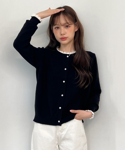 セール】【着用動画あり・4色展開】パールボタンカーディガン（ニット