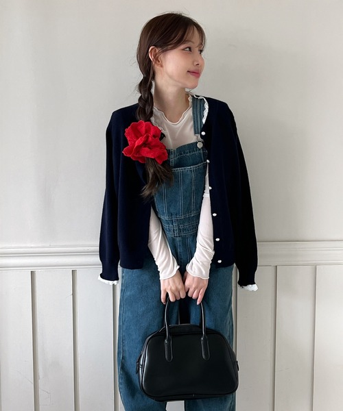 by muni:r（バイ ムニール）の「【お気に入り登録数11,000突破・着用動画あり・4色展開】パールボタンカーディガン（ニット/セーター・レディース・ネイビー/ブラック/アイボリー/グレー・FREE）」の18枚目の写真