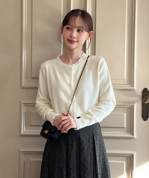 セール】【着用動画あり・4色展開】パールボタンカーディガン（ニット