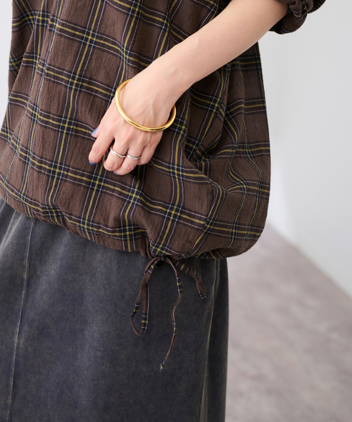 FRAMeWORK（フレームワーク）の「シアーチェックドロストシャツ（シャツ/ブラウス・レディース・スカイブルー/ブラウン・FREE）」の22枚目の写真