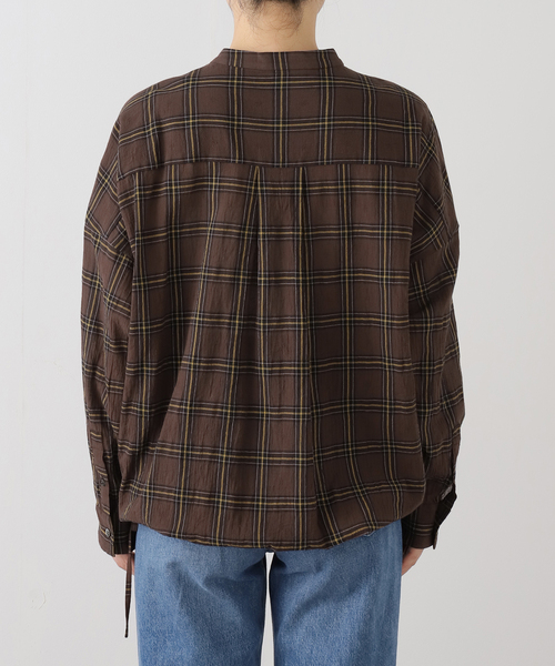 FRAMeWORK（フレームワーク）の「シアーチェックドロストシャツ（シャツ/ブラウス・レディース・スカイブルー/ブラウン・FREE）」の9枚目の写真