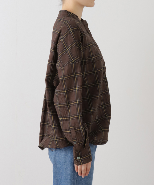 FRAMeWORK（フレームワーク）の「シアーチェックドロストシャツ（シャツ/ブラウス・レディース・スカイブルー/ブラウン・FREE）」の8枚目の写真